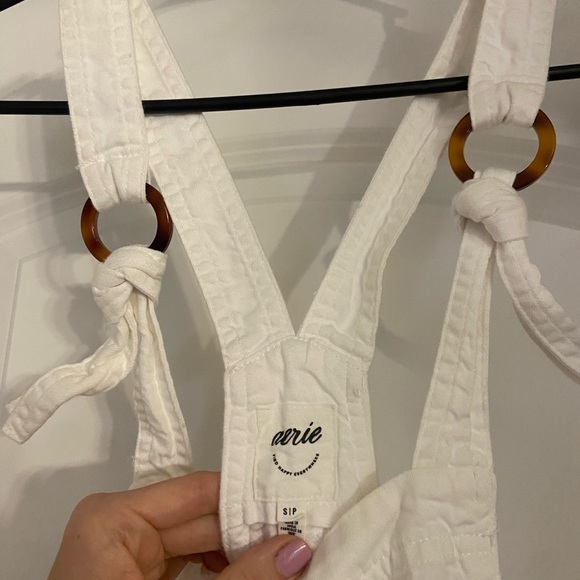 Aerie White Shortalls with Tortoise Ring Detail - Picture 5 of 6